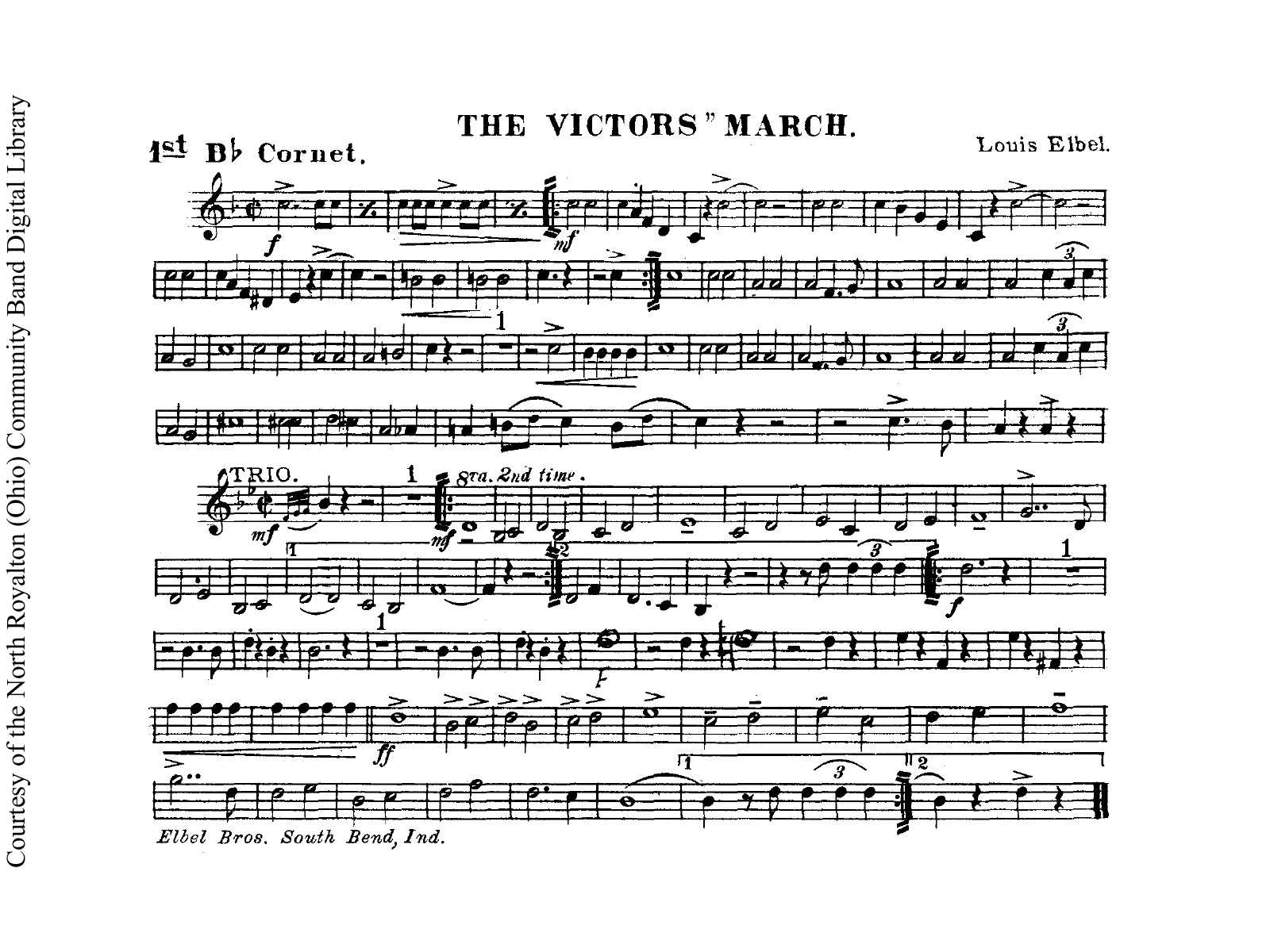 The Victors March — complete cornet part
