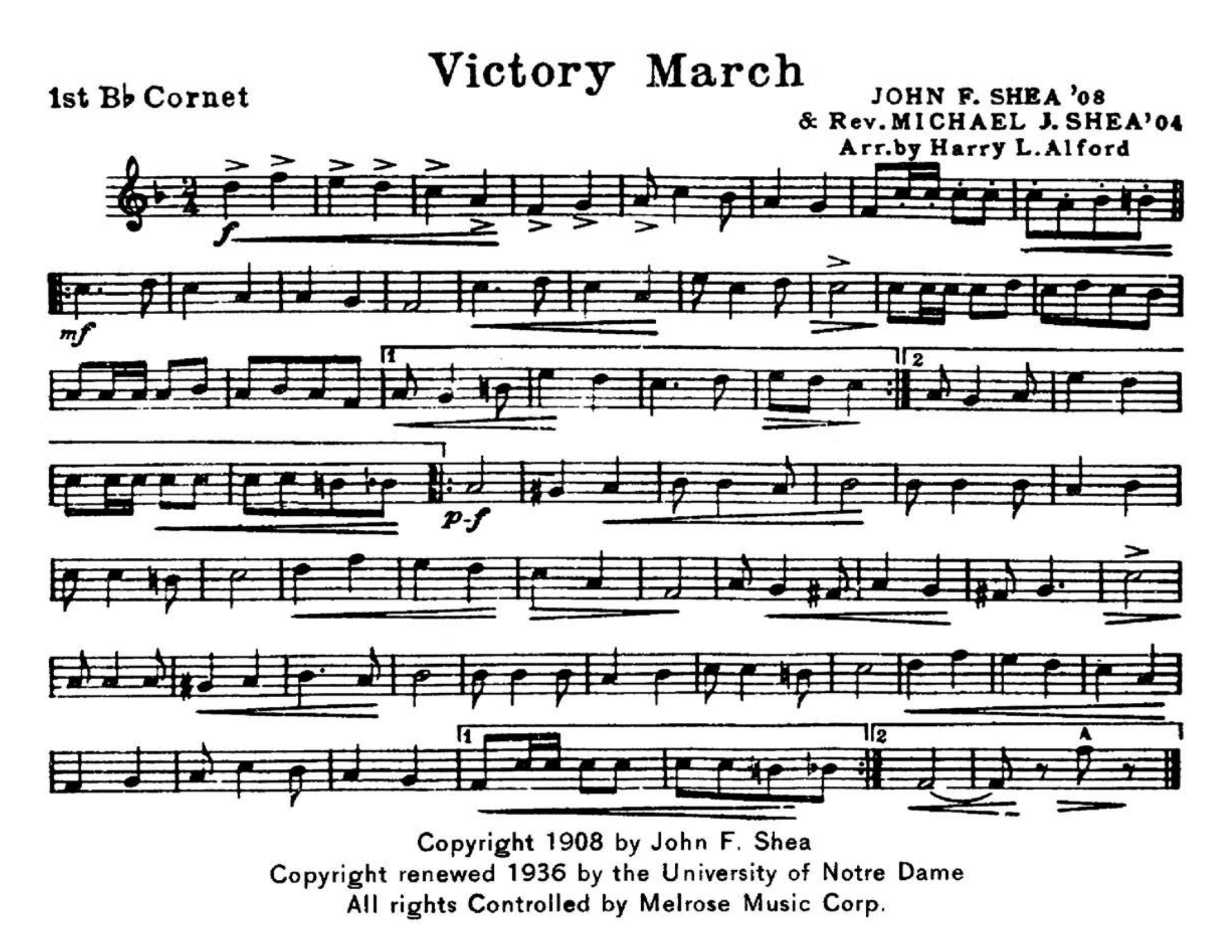 Victory March — complete cornet part